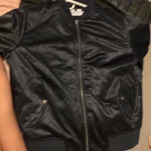 Royal blue suede bomber jacket